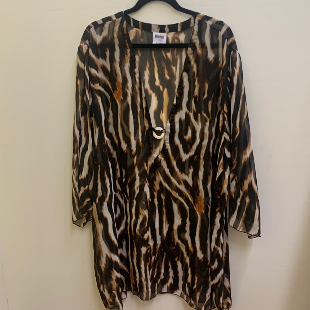 ANIMAL PRINT SWIMSUIT COVER (SIZE: 3X)